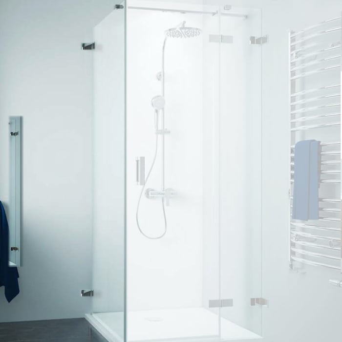 Breuer Panorama Seitenwand für Drehtür mit Festteil rahmenlos mit Wandwinkel innen, Sondermaß