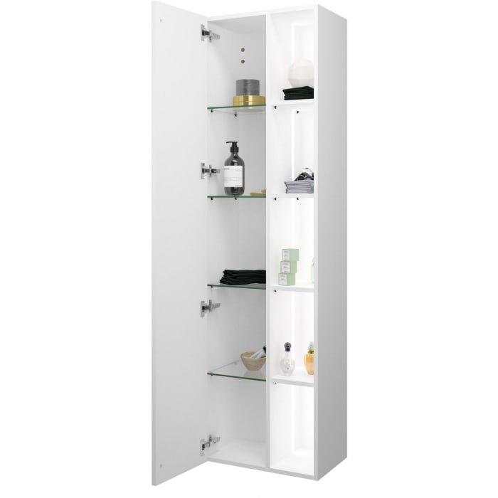 burgbad Badu Hochschrank 50 cm, 1 Tür, Anschlag links, 1 Regal, LED-Beleuchtung