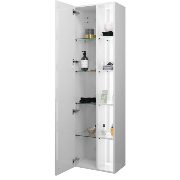 burgbad Badu Hochschrank 50 cm, 1 Tür, Anschlag links, 1 Regal, LED-Beleuchtung