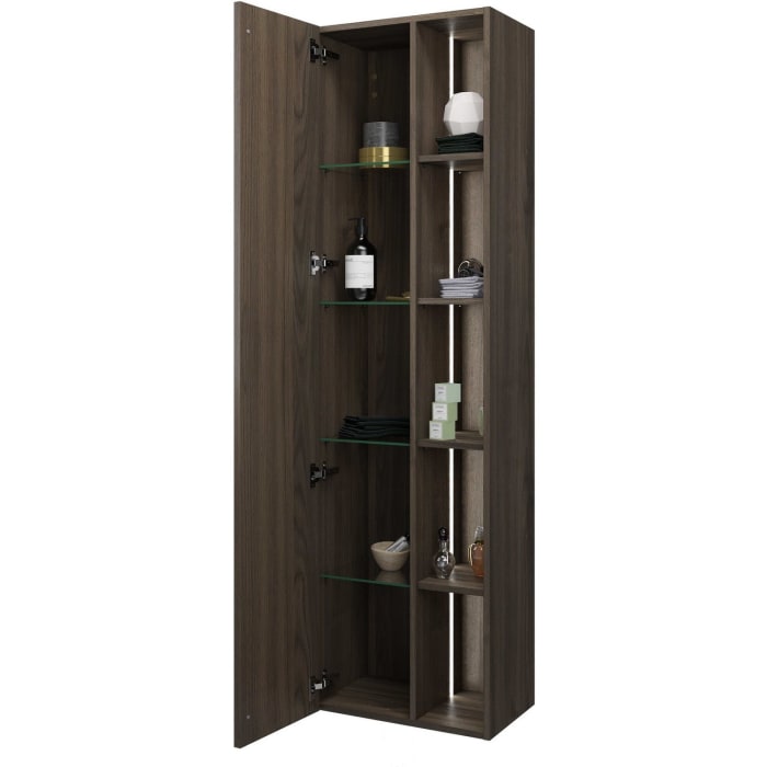 burgbad Badu Hochschrank 50 cm, 1 Tür, Anschlag links, 1 Regal, LED-Beleuchtung