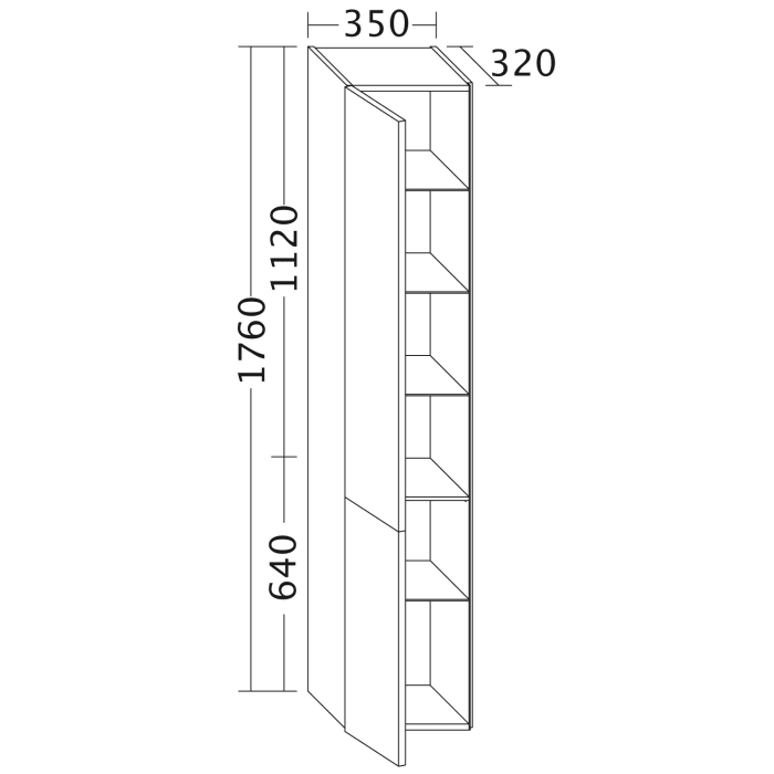 burgbad Badu Hochschrank 35 cm, 2 Türen, Anschlag links