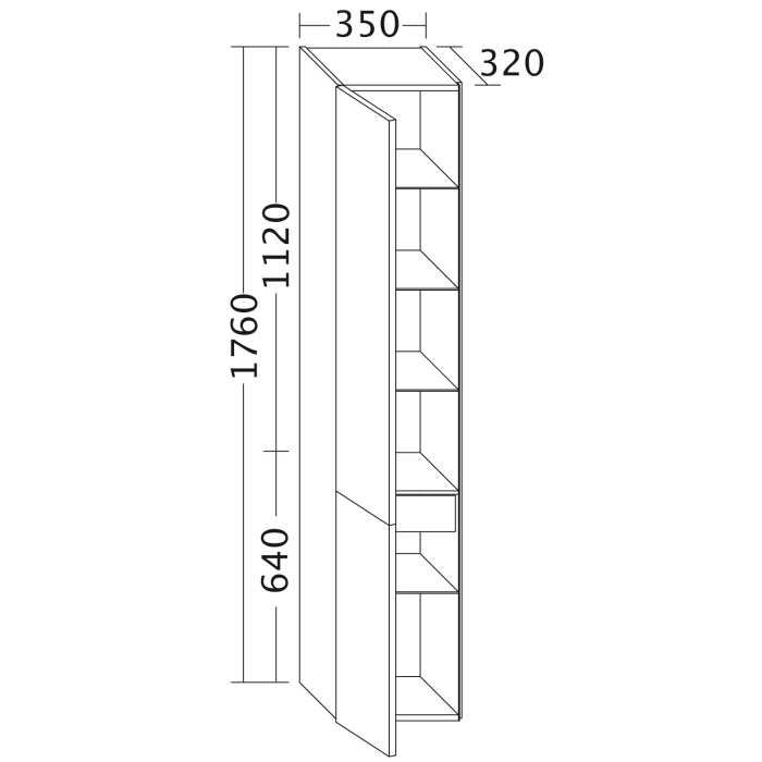 burgbad Badu Hochschrank 35 cm, 2 Türen, Anschlag links