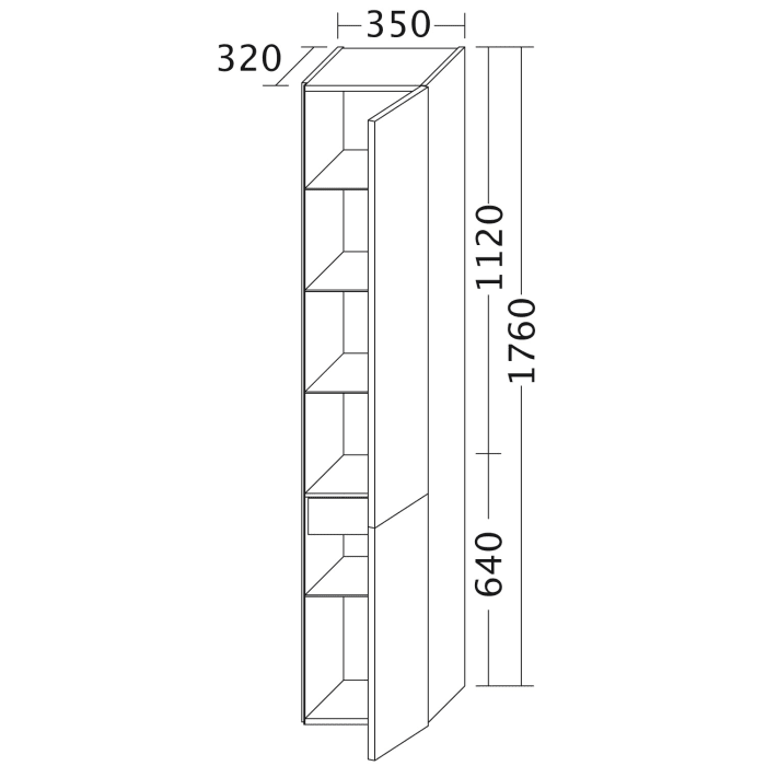 burgbad Badu Hochschrank 35 cm, 2 Türen, Anschlag rechts