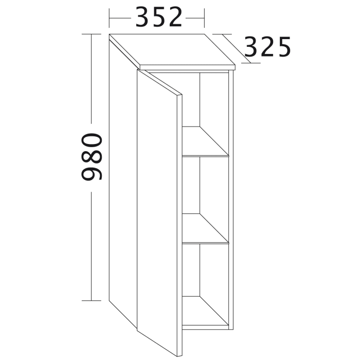 burgbad Badu Halbhoher Schrank 35,2 cm, 1 Tür, Anschlag links