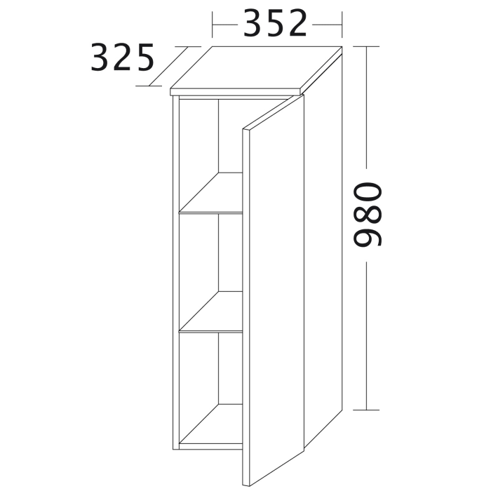 burgbad Badu Halbhoher Schrank 35,2 cm, 1 Tür, Anschlag rechts