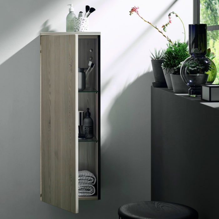 burgbad Badu Halbhoher Schrank 35,2 cm, 1 Tür, Anschlag links