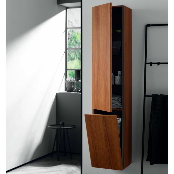 burgbad Badu Hochschrank 35 cm, 1 Tür, Anschlag links, 1 Wäschekippe