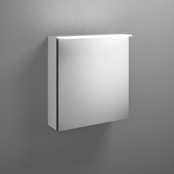 burgbad Badu Spiegelschrank mit LED-Aufsatzleuchte 60 cm, 1 Spiegeltür, Version links