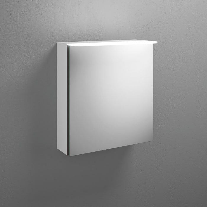 burgbad Badu Spiegelschrank mit LED-Aufsatzleuchte 60 cm, 1 Spiegeltür, Version rechts