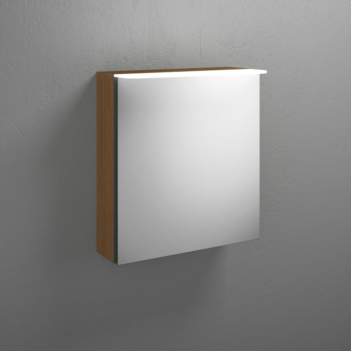 burgbad Badu Spiegelschrank mit LED-Aufsatzleuchte 60 cm, 1 Spiegeltür, Version rechts