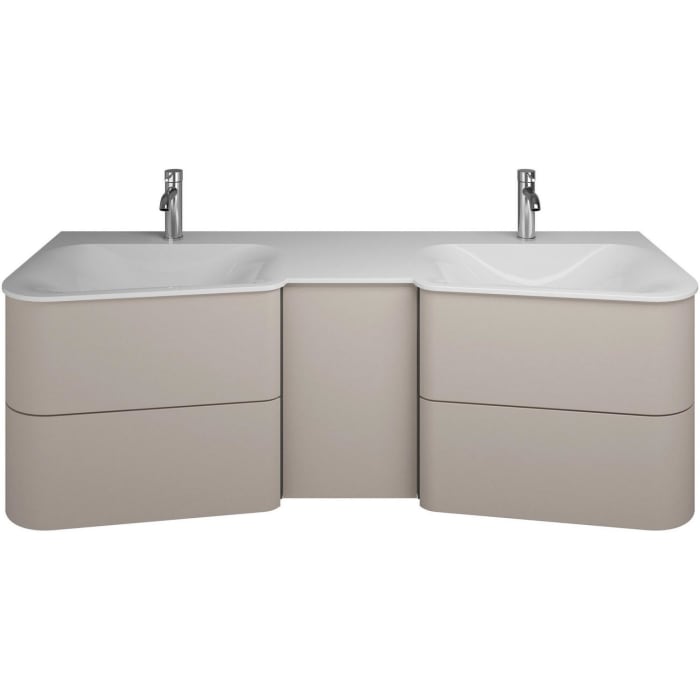 burgbad Badu Mineralguss-Waschtisch inkl. Waschtischunterschrank 152 cm, 1 Tür, Anschlag rechts