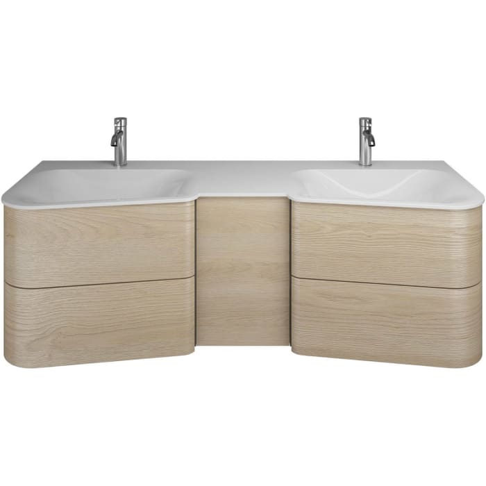 burgbad Badu Mineralguss-Waschtisch inkl. Waschtischunterschrank 152 cm, 1 Tür, Anschlag rechts