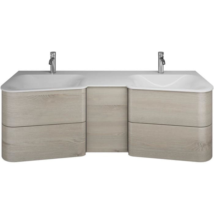 burgbad Badu Mineralguss-Waschtisch inkl. Waschtischunterschrank 152 cm, 1 Tür, Anschlag rechts