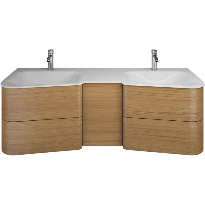 burgbad Badu Mineralguss-Waschtisch inkl. Waschtischunterschrank 152 cm, 1 Tür, Anschlag rechts