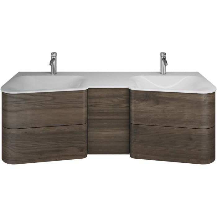 burgbad Badu Mineralguss-Waschtisch inkl. Waschtischunterschrank 152 cm, 1 Tür, Anschlag rechts