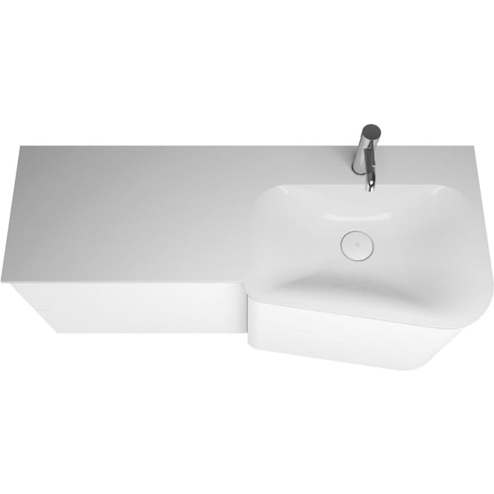 burgbad Badu Mineralguss-Waschtisch inkl. Waschtischunterschrank 122 cm, 2 Schubladen seitlich, Becken rechts