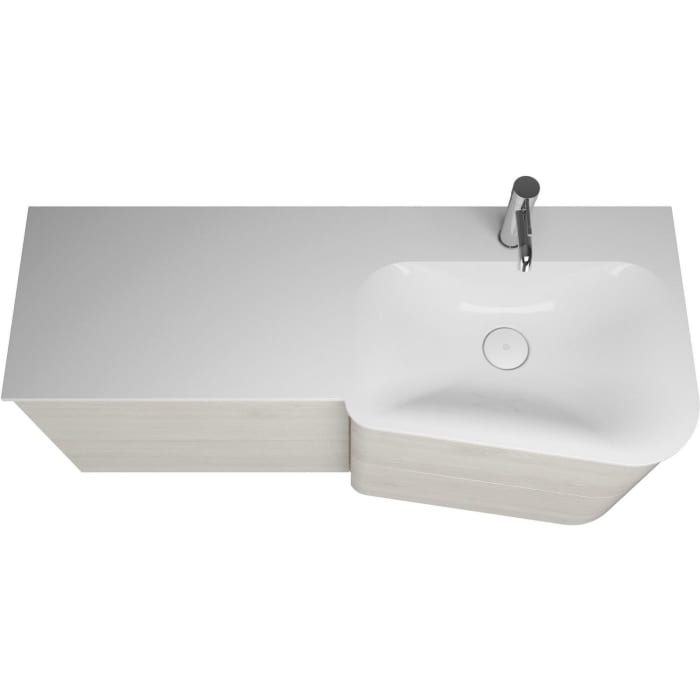 burgbad Badu Mineralguss-Waschtisch inkl. Waschtischunterschrank 122 cm, 2 Schubladen seitlich, Becken rechts