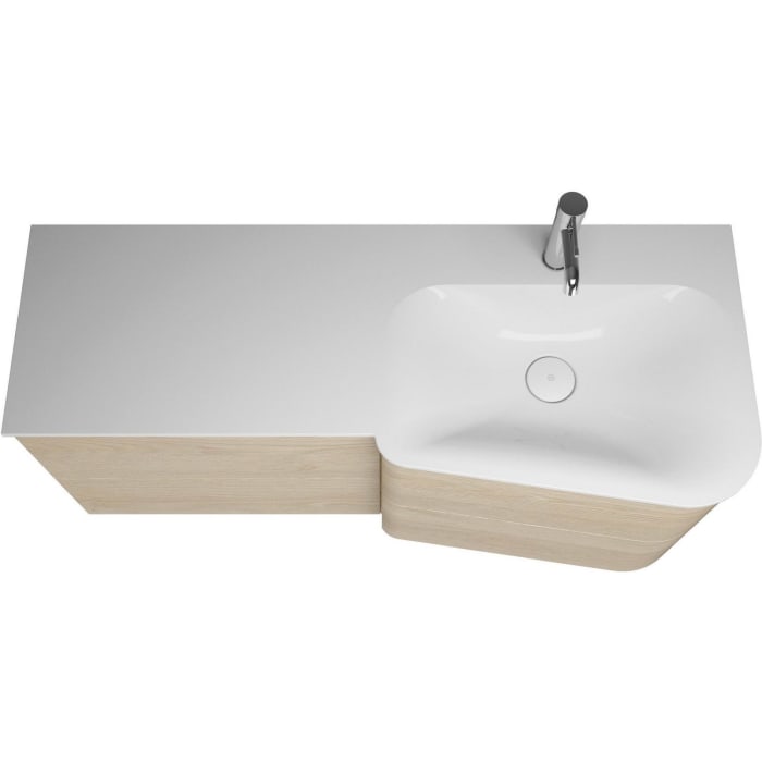 burgbad Badu Mineralguss-Waschtisch inkl. Waschtischunterschrank 122 cm, 2 Schubladen seitlich, Becken rechts