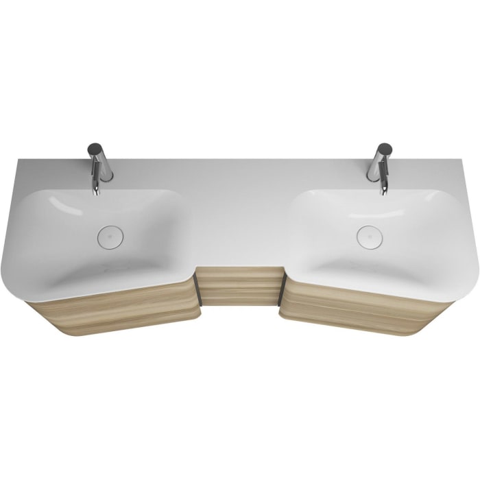 burgbad Badu Mineralguss-Waschtisch inkl. Waschtischunterschrank 152 cm, 1 Tür, Anschlag rechts