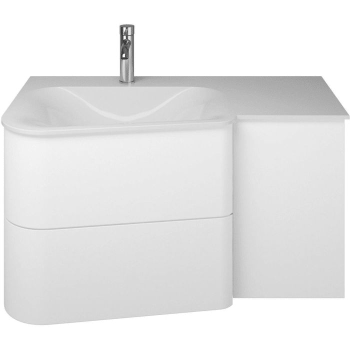 burgbad Badu Mineralguss-Waschtisch inkl. Waschtischunterschrank 92 cm, Becken links