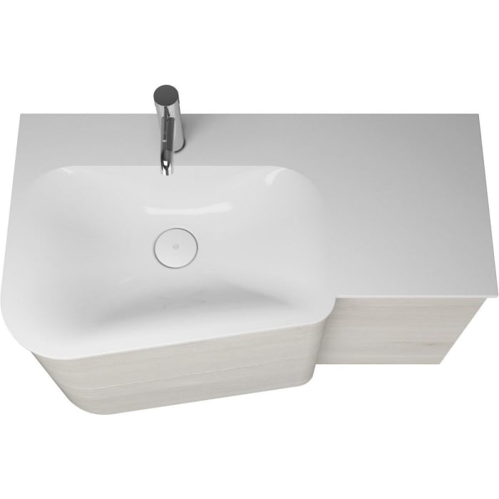 burgbad Badu Mineralguss-Waschtisch inkl. Waschtischunterschrank 92 cm, Becken links