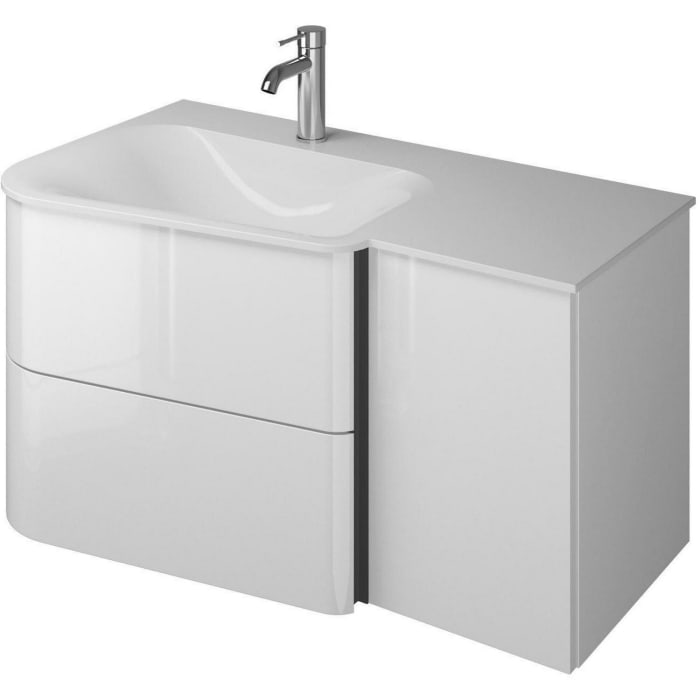 burgbad Badu Mineralguss-Waschtisch inkl. Waschtischunterschrank 92 cm, Becken links