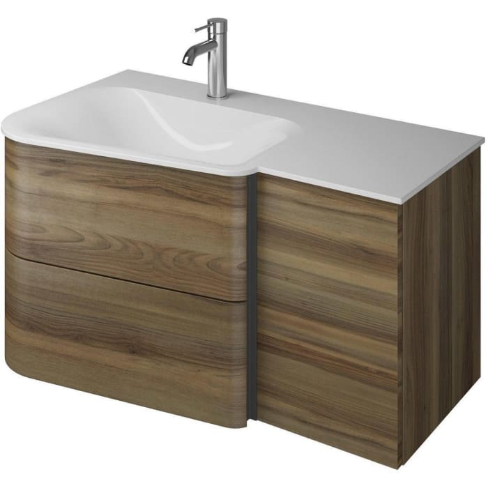 burgbad Badu Mineralguss-Waschtisch inkl. Waschtischunterschrank 92 cm, Becken links