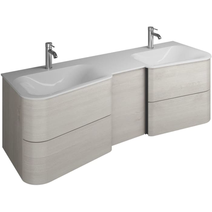 burgbad Badu Mineralguss-Waschtisch inkl. Waschtischunterschrank 152 cm, 1 Tür, Anschlag rechts