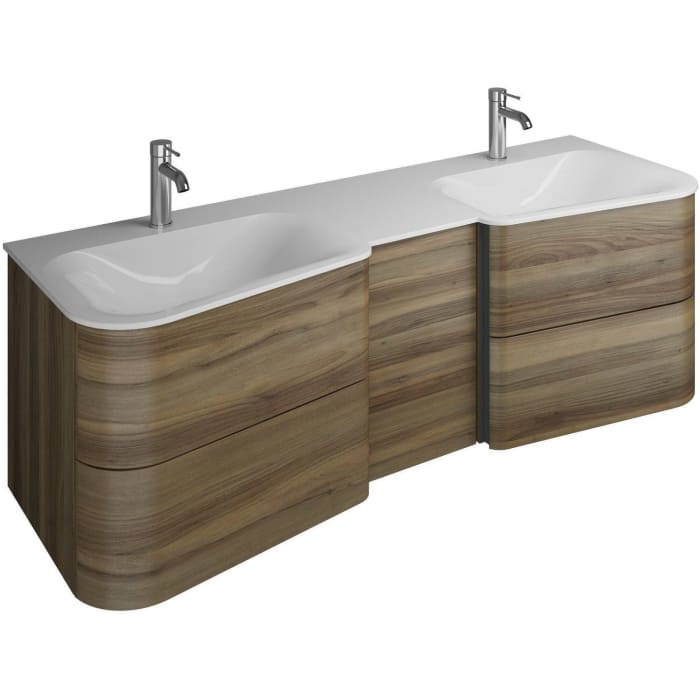 burgbad Badu Mineralguss-Waschtisch inkl. Waschtischunterschrank 152 cm, 1 Tür, Anschlag rechts