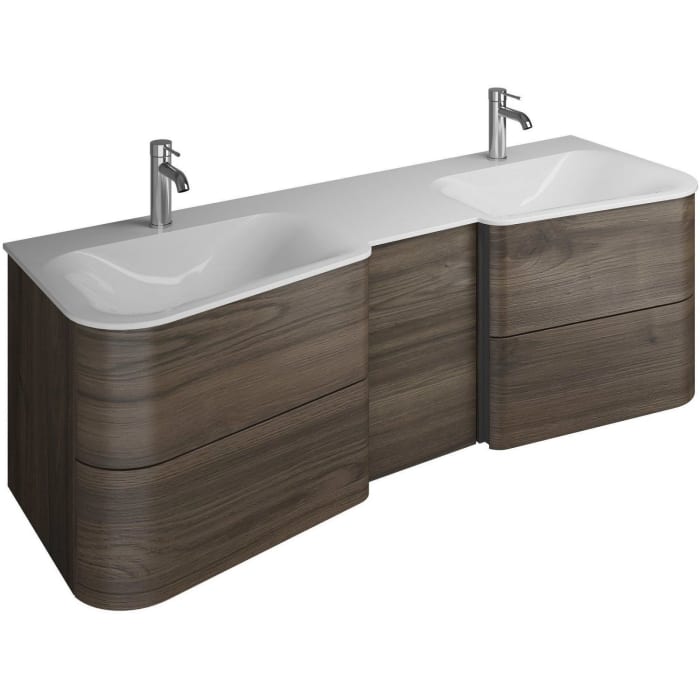 burgbad Badu Mineralguss-Waschtisch inkl. Waschtischunterschrank 152 cm, 1 Tür, Anschlag rechts