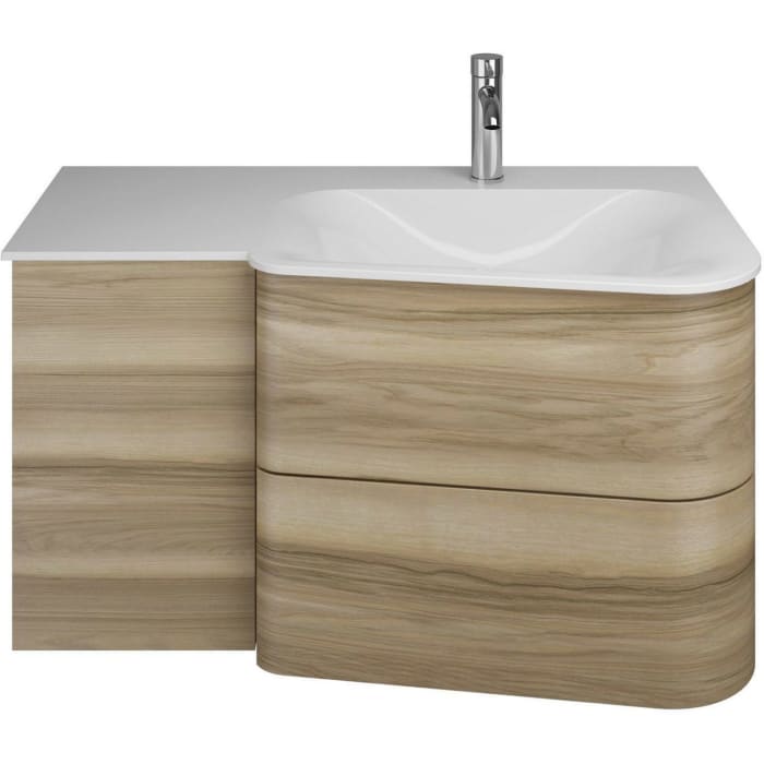 burgbad Badu Mineralguss-Waschtisch inkl. Waschtischunterschrank 92 cm, Becken rechts