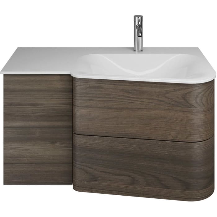 burgbad Badu Mineralguss-Waschtisch inkl. Waschtischunterschrank 92 cm,  Becken rechts