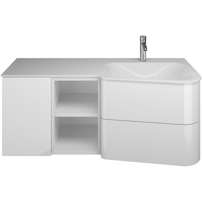 burgbad Badu Mineralguss-Waschtisch inkl. Waschtischunterschrank 122 cm, 1 Regal, Becken rechts