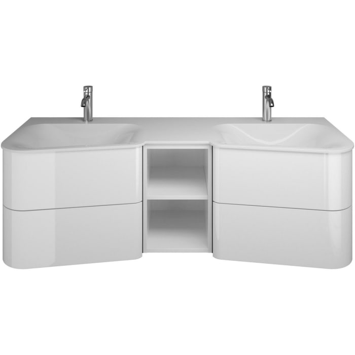 burgbad Badu Mineralguss-Waschtisch inkl. Waschtischunterschrank 152 cm, 1 Regal mittig