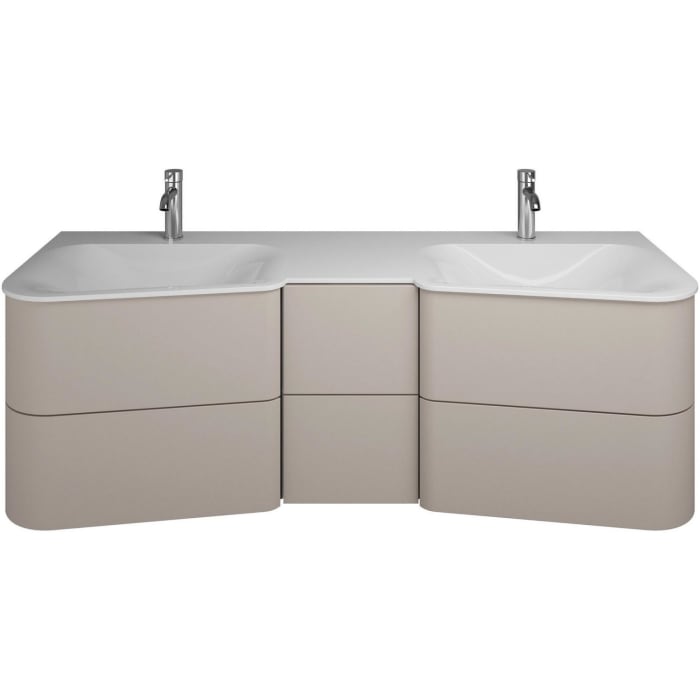 burgbad Badu Mineralguss-Waschtisch inkl. Waschtischunterschrank 152 cm, 2 Schubladen mittig