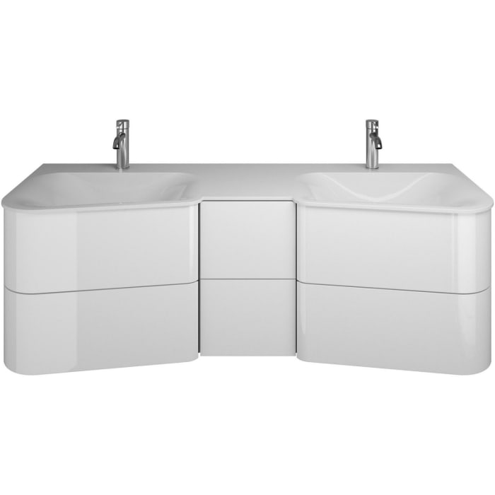 burgbad Badu Mineralguss-Waschtisch inkl. Waschtischunterschrank 152 cm, 2 Schubladen mittig