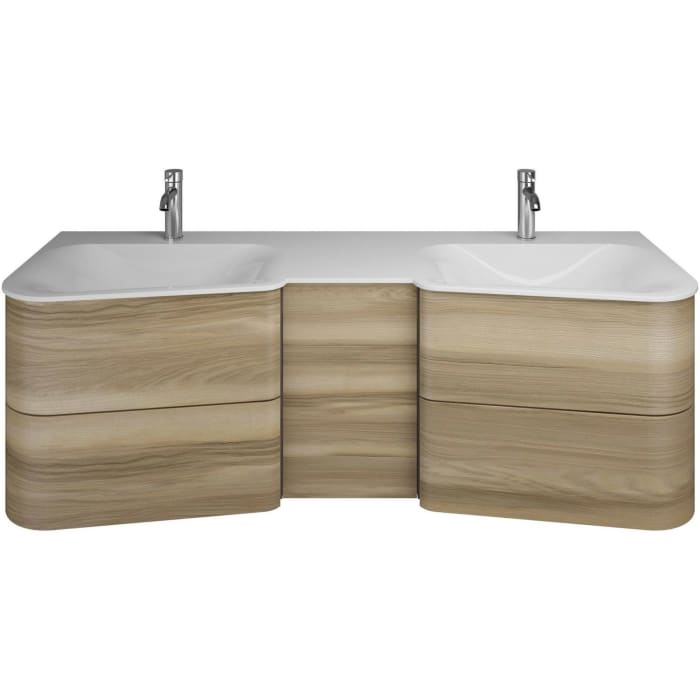 burgbad Badu Mineralguss-Waschtisch inkl. Waschtischunterschrank 152 cm, 1 Tür, Anschlag links