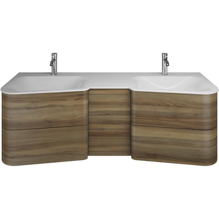 burgbad Badu Mineralguss-Waschtisch inkl. Waschtischunterschrank 152 cm, 1 Tür, Anschlag links