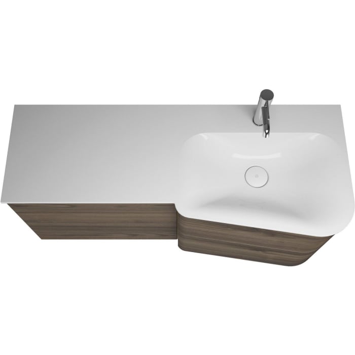 burgbad Badu Mineralguss-Waschtisch inkl. Waschtischunterschrank 122 cm, 2 Schubladen seitlich, Becken rechts