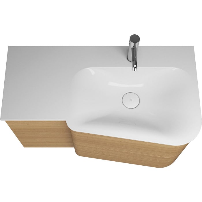 burgbad Badu Mineralguss-Waschtisch inkl. Waschtischunterschrank 92 cm,  Becken rechts