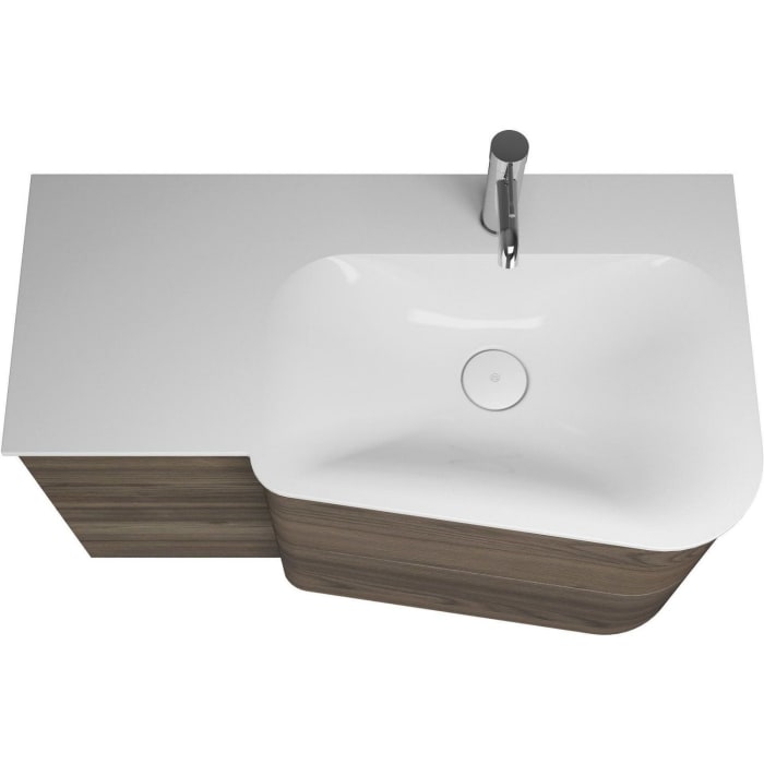 burgbad Badu Mineralguss-Waschtisch inkl. Waschtischunterschrank 92 cm, Becken rechts