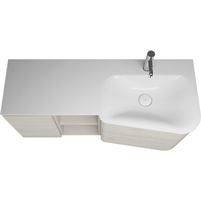 burgbad Badu Mineralguss-Waschtisch inkl. Waschtischunterschrank 122 cm, 1 Regal, Becken rechts