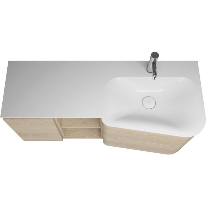 burgbad Badu Mineralguss-Waschtisch inkl. Waschtischunterschrank 122 cm, 1 Regal, Becken rechts