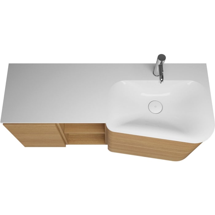 burgbad Badu Mineralguss-Waschtisch inkl. Waschtischunterschrank 122 cm, 1 Regal, Becken rechts