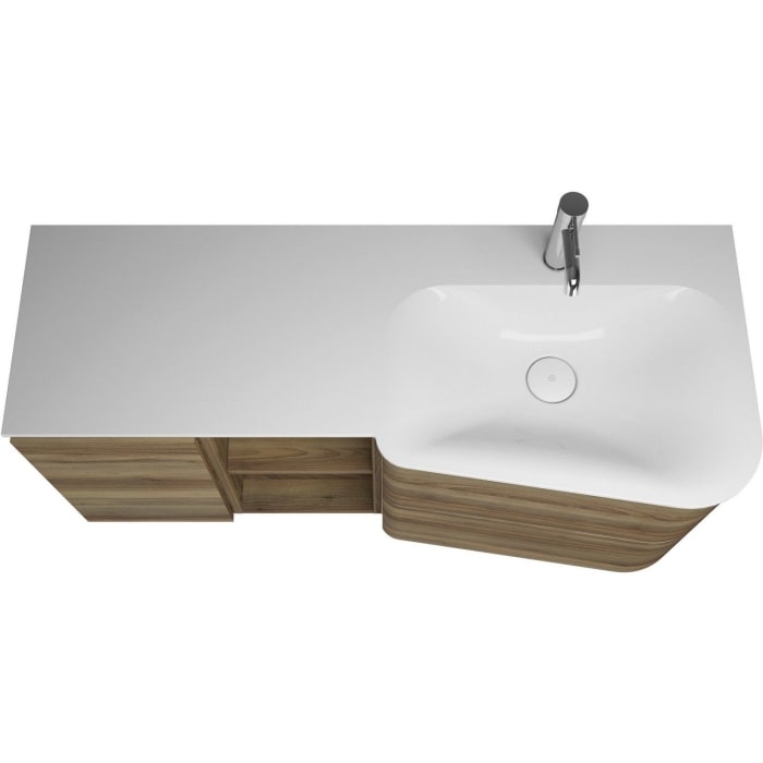 burgbad Badu Mineralguss-Waschtisch inkl. Waschtischunterschrank 122 cm, 1 Regal, Becken rechts