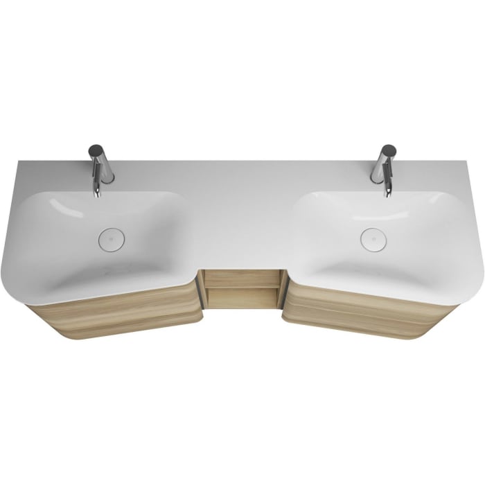 burgbad Badu Mineralguss-Waschtisch inkl. Waschtischunterschrank 152 cm, 1 Regal mittig