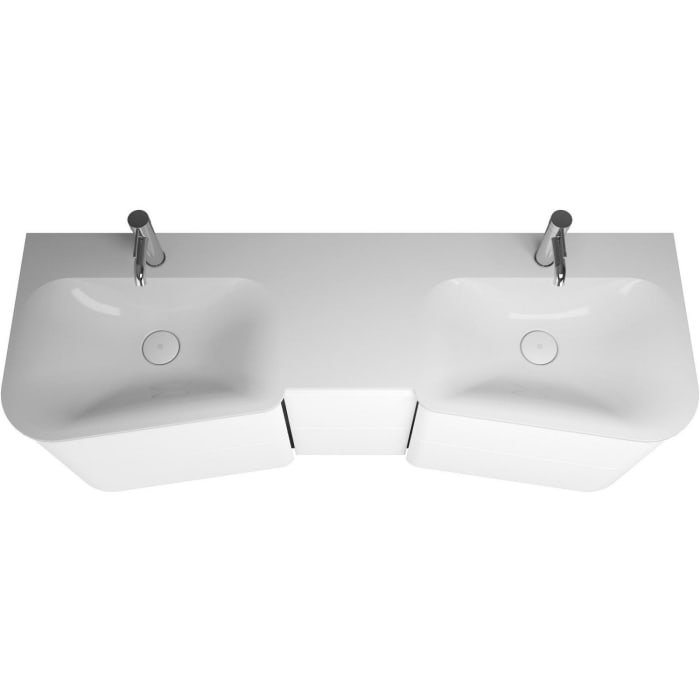 burgbad Badu Mineralguss-Waschtisch inkl. Waschtischunterschrank 152 cm, 2 Schubladen mittig