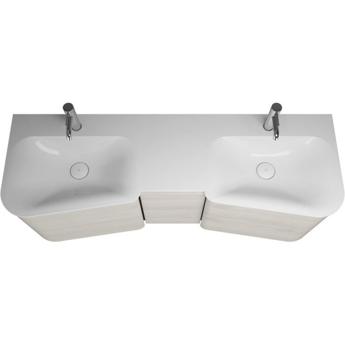 burgbad Badu Mineralguss-Waschtisch inkl. Waschtischunterschrank 152 cm, 2 Schubladen mittig