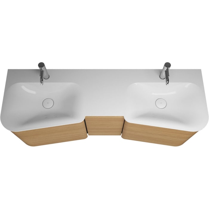 burgbad Badu Mineralguss-Waschtisch inkl. Waschtischunterschrank 152 cm, 2 Schubladen mittig