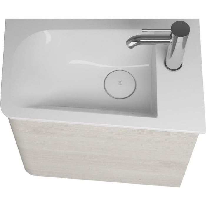 burgbad Badu Mineralguss-Waschtisch inkl. Waschtischunterschrank 52 cm, 1 Tür, Türanschlag rechts